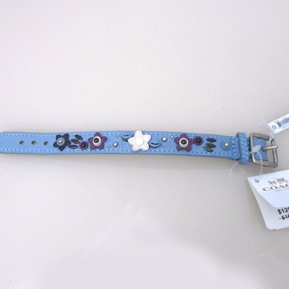 Coach NWT Blue Floral Applique Leather Bracelet 59081 - Picture 4 of 9